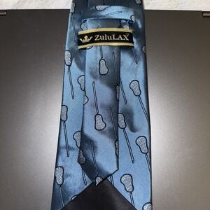 Zulu LAX 100% Silk Blue Neck Tie -- Lacrosse Stick Pattern B9